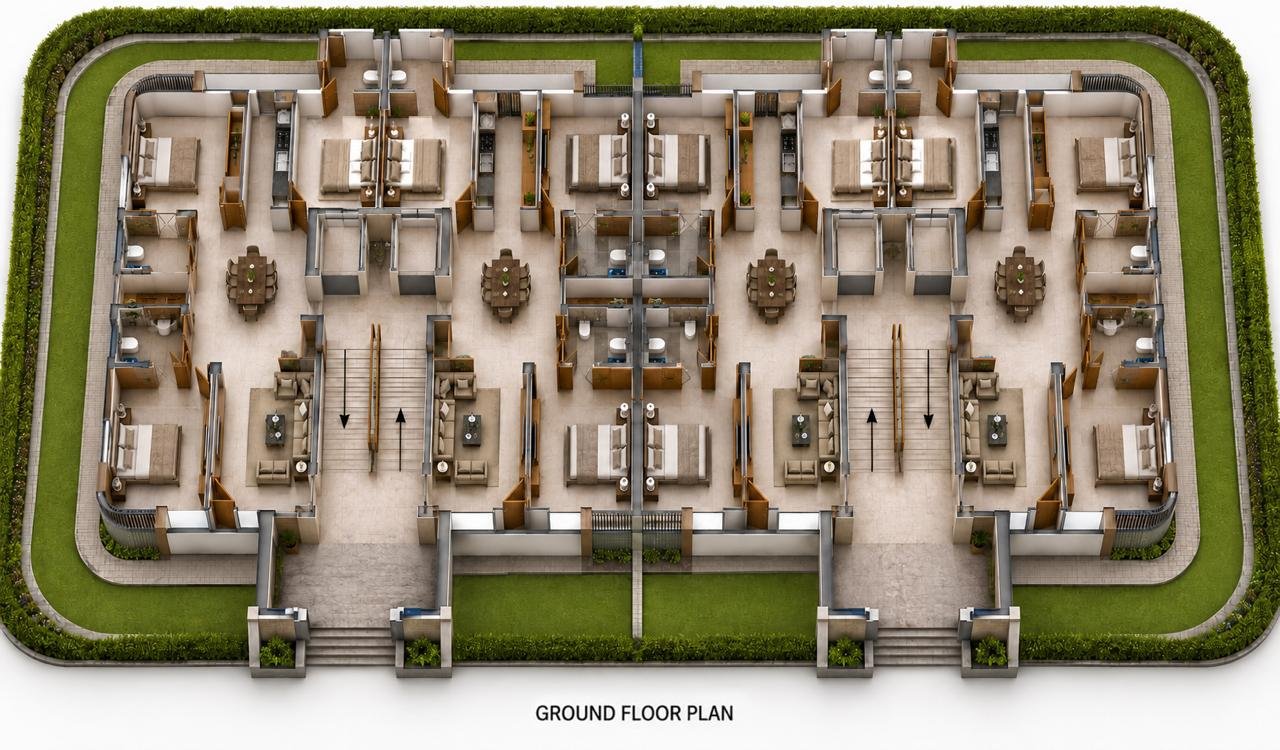 3 BHK Floor Plan Layout Blueprint